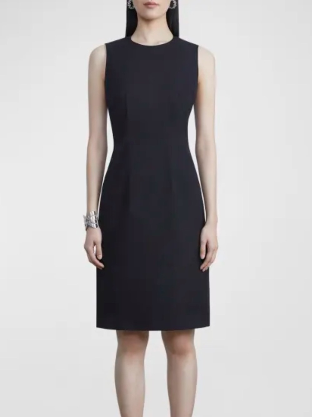 Lafayette 148 New York Black Wool Sleeveless Shift Dress | 6P